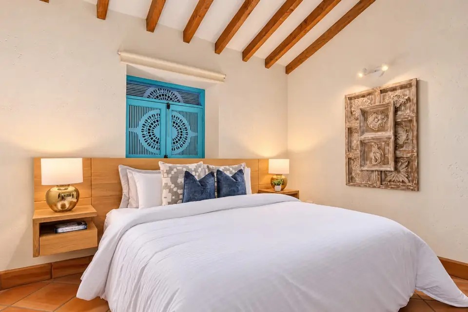 King master bedroom with warm colonial details
