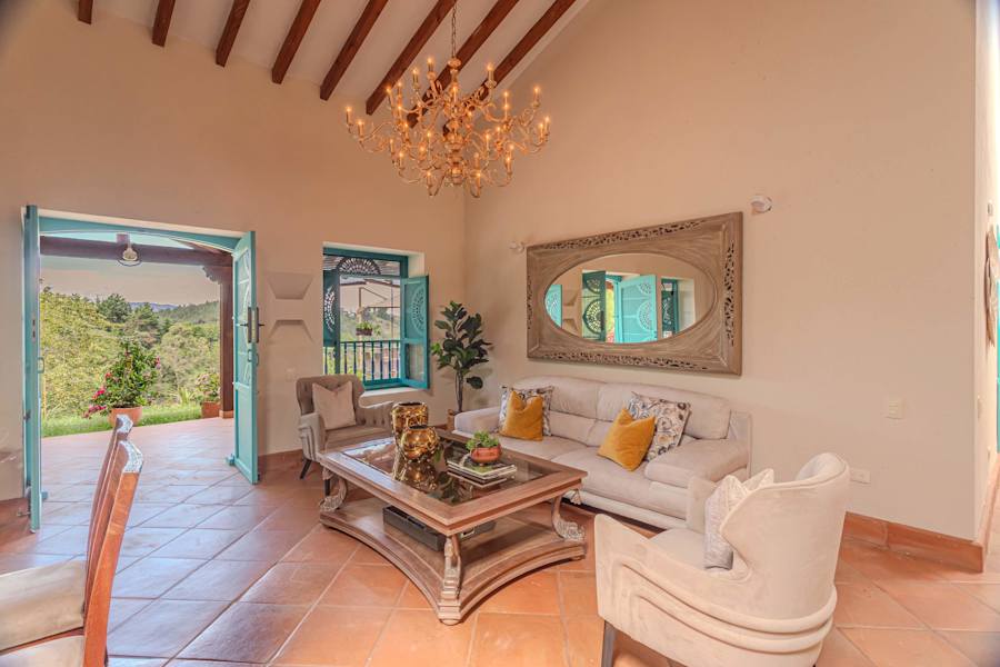 Bright living room opening onto the garden